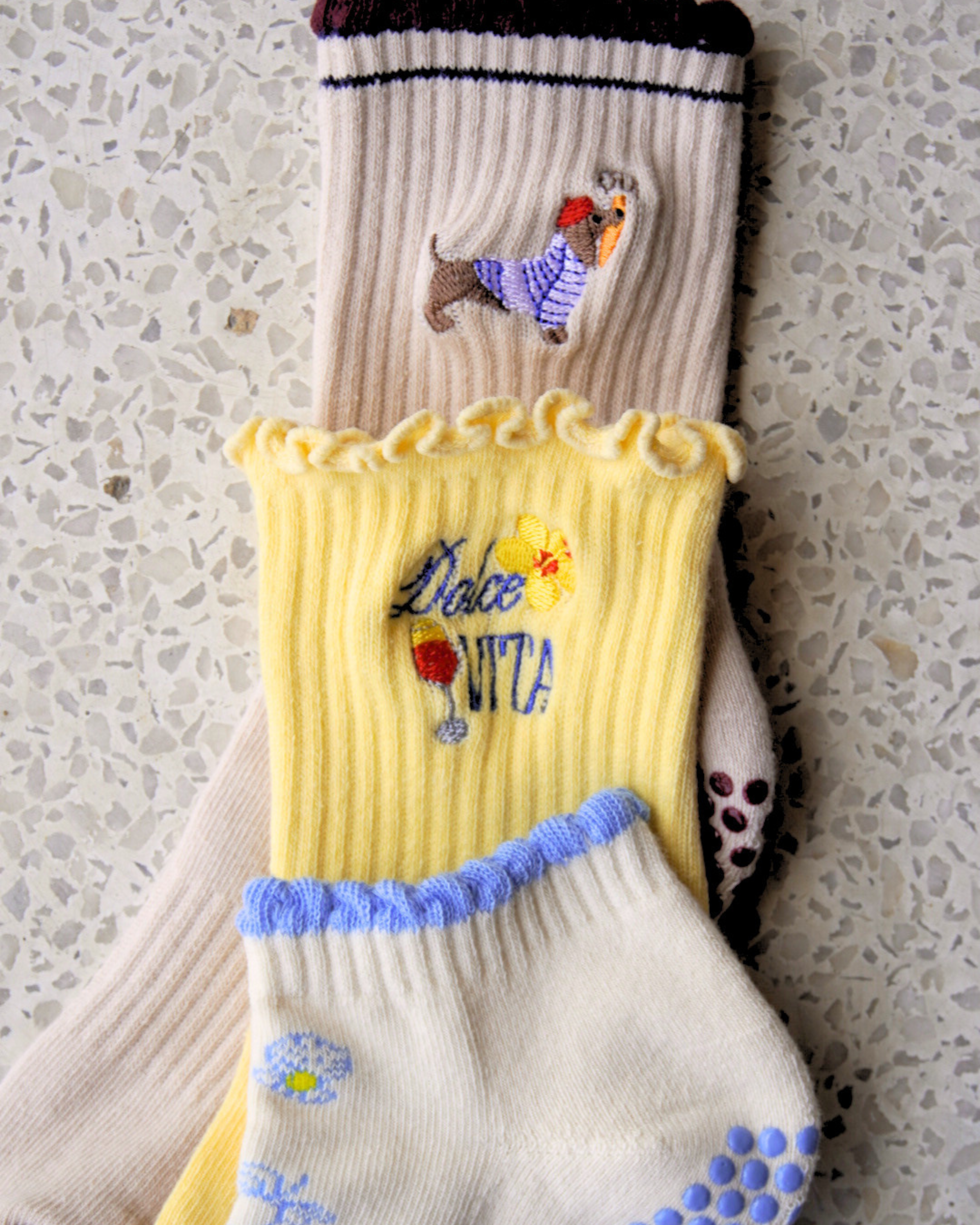 EURO SUMMER SERIES - Parisian Paws Crew Grip Socks